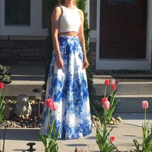 Two Piece Blue/White Evening Dress